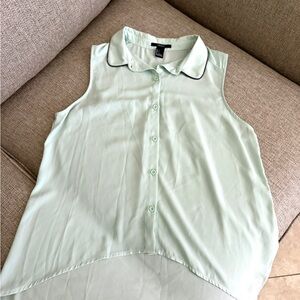 Sheer Mint Green Sleeveless Blouse